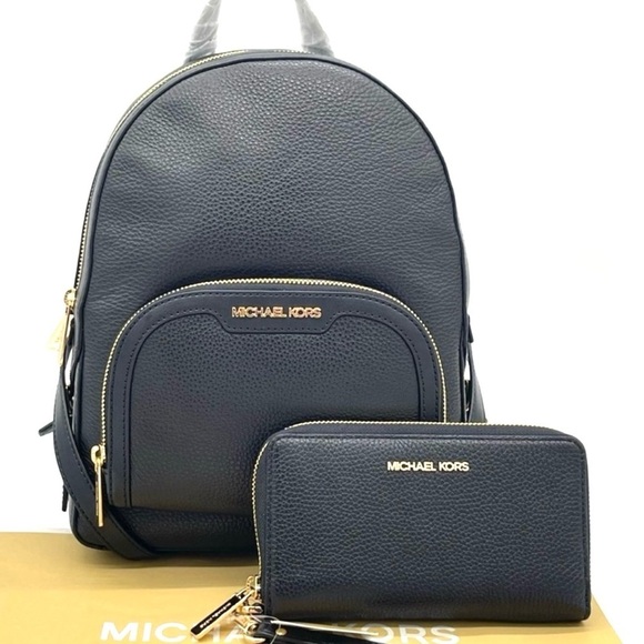 Michael Kors Medium Jaycee Backpack & MF Phone Case Wallet Black Leather Black - Picture 3 of 11
